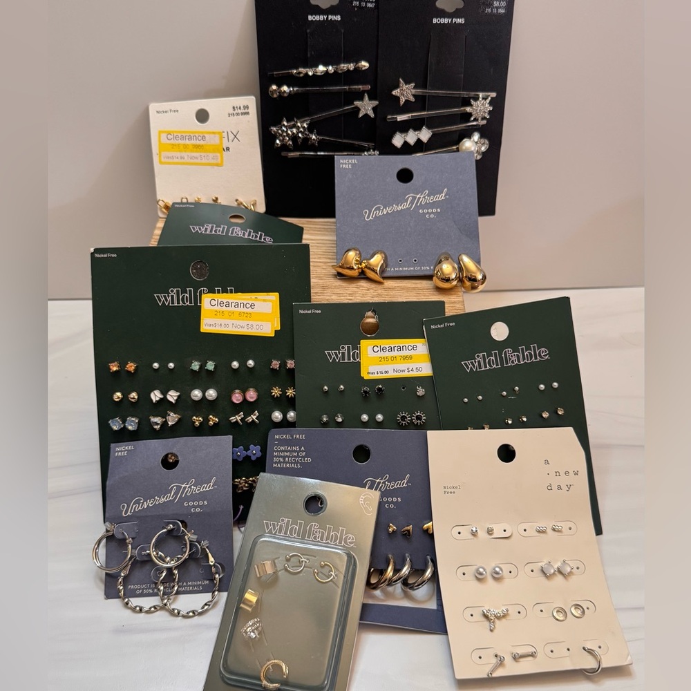 Mixed Fashion Earrings Lot + Bobby Pins | Studs Hoops Ear Cuffs | Some Singles